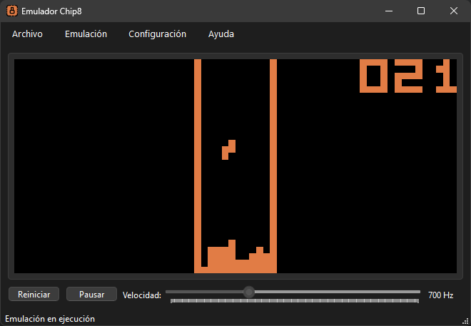 CHIP-8 emulator interface screenshot
