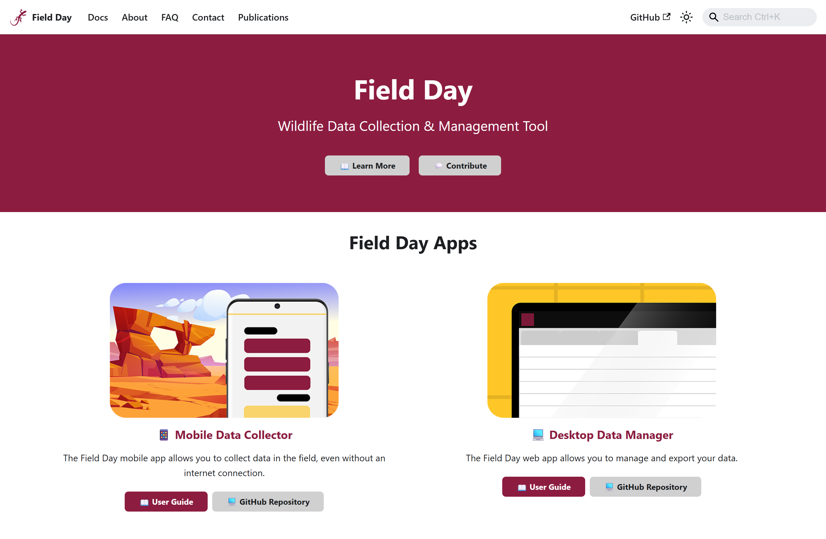 Field Day project documentation website screenshot